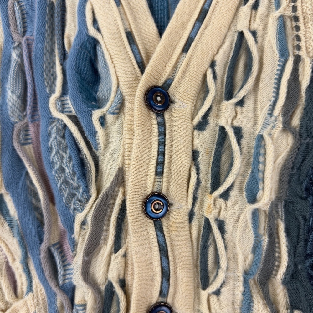 COOGI Australia Wool Knit Cardigan Cream Blue Women's M - Picture 8 of 13